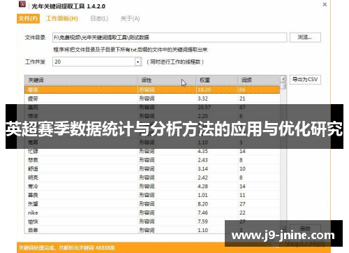 英超赛季数据统计与分析方法的应用与优化研究